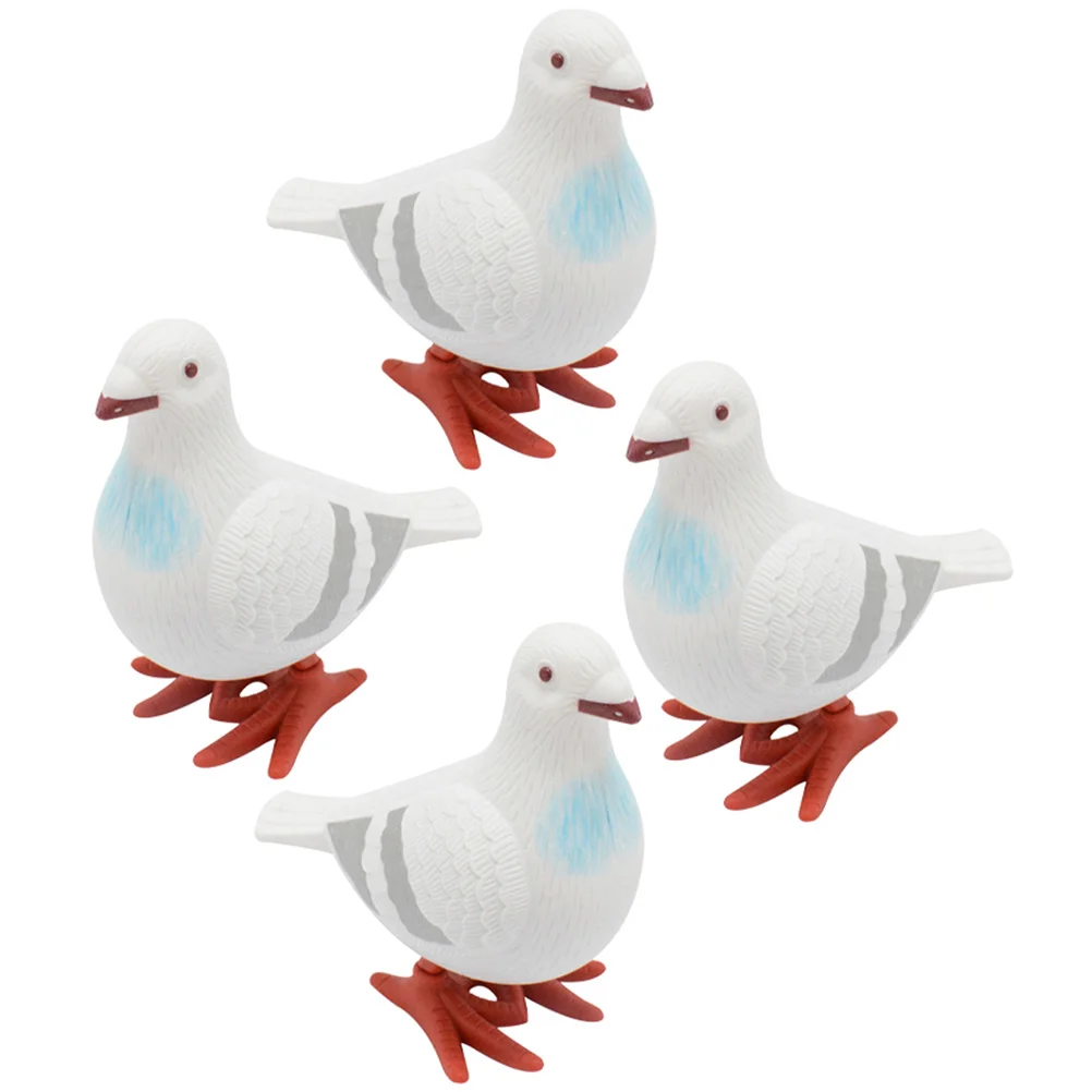 Pigeon mécanique pour enfants, jouets amusants, petits animaux, garçon blanc, plastique à remonter, dessin animé, 4 pièces