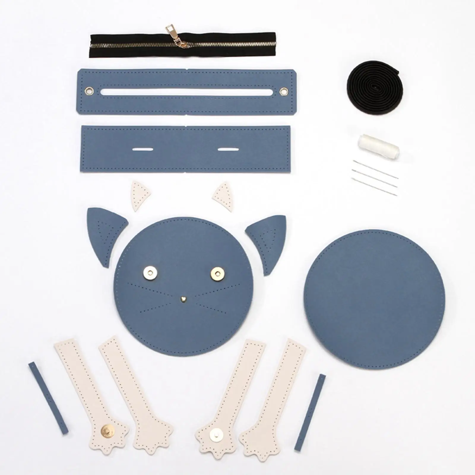 1 Set DIY Shoulder Bag Making Kit PU Leather Handbag Cat Shaped Sewing Leathercrafts Womens Bag for Beginners