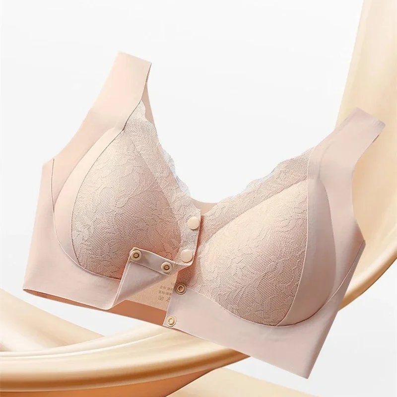Front Button Without Marks Gathering Mother Bra Elderly Vest Middle-aged Women Without Wire Vest Bra Women Underwear