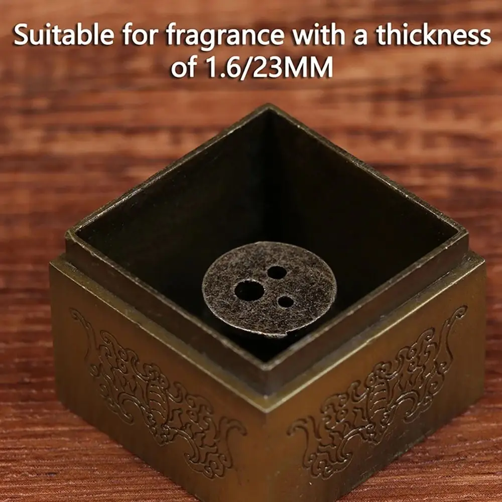 1Pcs Alloy Incense Stick Burner Square Vertical Sandalwood Lotus Incense Censer with Hollowed Out Pattern Retro Incense Box
