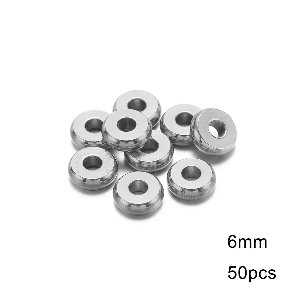50Pcs 20Pcs 4/5/6/8/10MM Flat Round Spacer Beads Stainless Steel Loose Beads for DIY Bracelet Jewelry Making