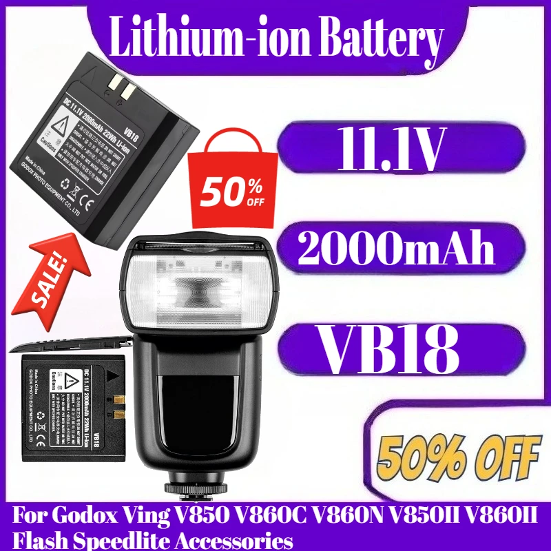 

VB18 DC 11.1V2000mAh 22Wh Lithium-ion Battery For Godox Ving V850 V860C V860N V850II V860II Flash Speedlite Accessories
