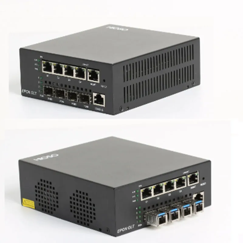 HIOSO EPON OLT 4 ports epon DC 12V 4A TX1490nm/RX1310nm 1000M Single-single mode 20km SC Compatible with xpon epon onu ont