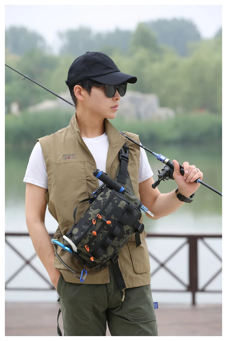 Angeln Brust Taille Tasche Taktische Outdoor Reise Sport Angeln Locken Taschen Jagd Camping Wandern Radfahren Pack Molle Rig Beutel – Detail 7
