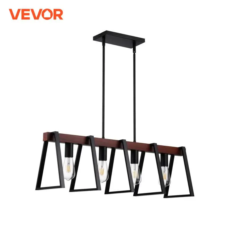VEVOR 4-lampowe lampy wiszące na wyspie kuchenne 60W z prętami 2x6\'\' i 6x12\'\' Przemysłowe żyrandole liniowe z metalową ramą Farmhouse