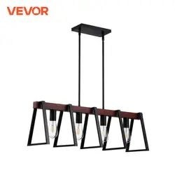 VEVOR 4-lampowe lampy wiszące na wyspie kuchenne 60W z prętami 2x6'' i 6x12'' Przemysłowe żyrandole liniowe z metalową ramą Farmhouse