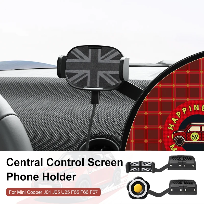 Soporte para teléfono con pantalla de control central, soporte magnético para carga inalámbrica, soporte de navegación para coche, para Mini Cooper J01 J05 F65 F66 F67