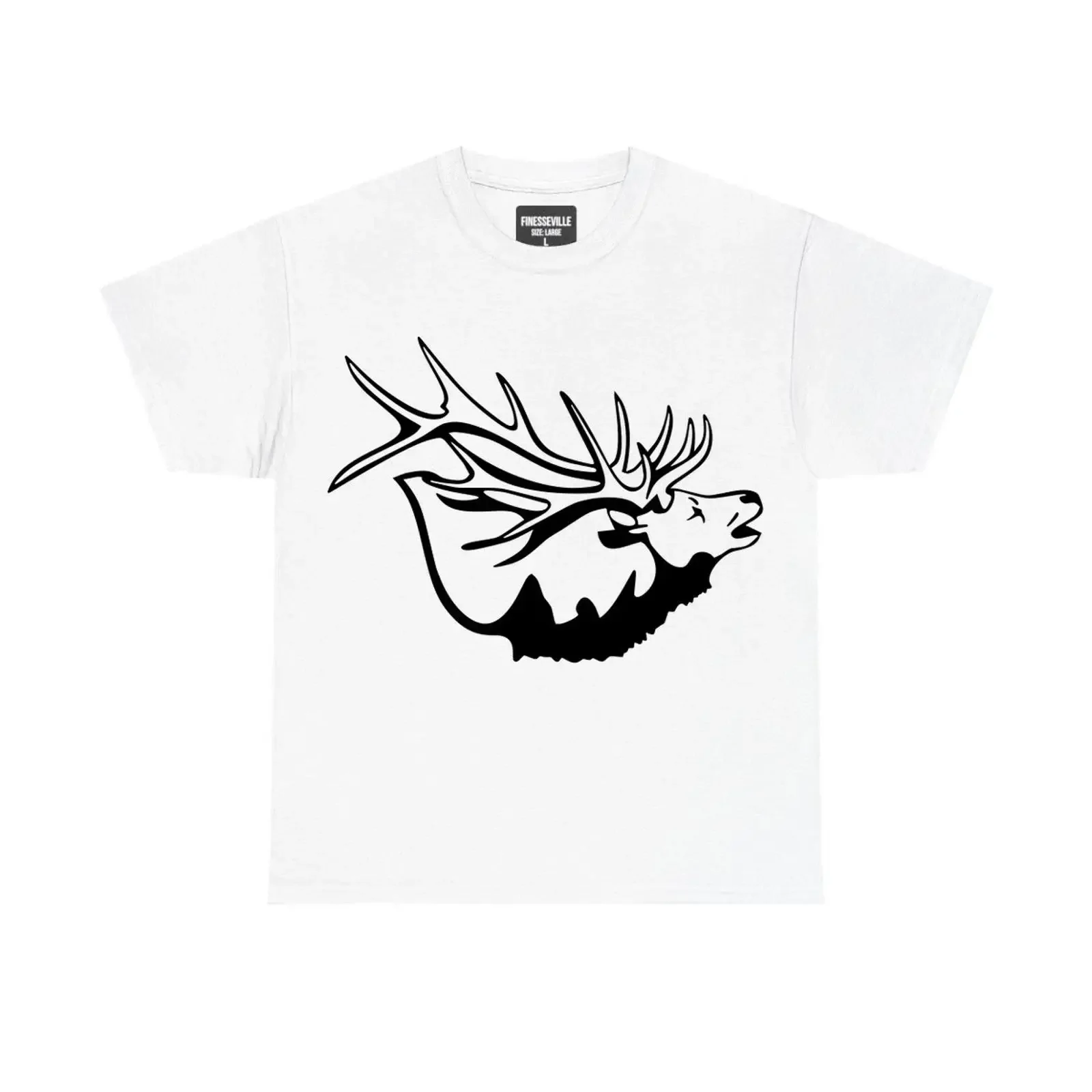 Bugling Bull Elk Large Rack Antlers Line Art Wildlife T Shirt vintage Washed graphic Slightly Soft Top For Everyday Wear Casual