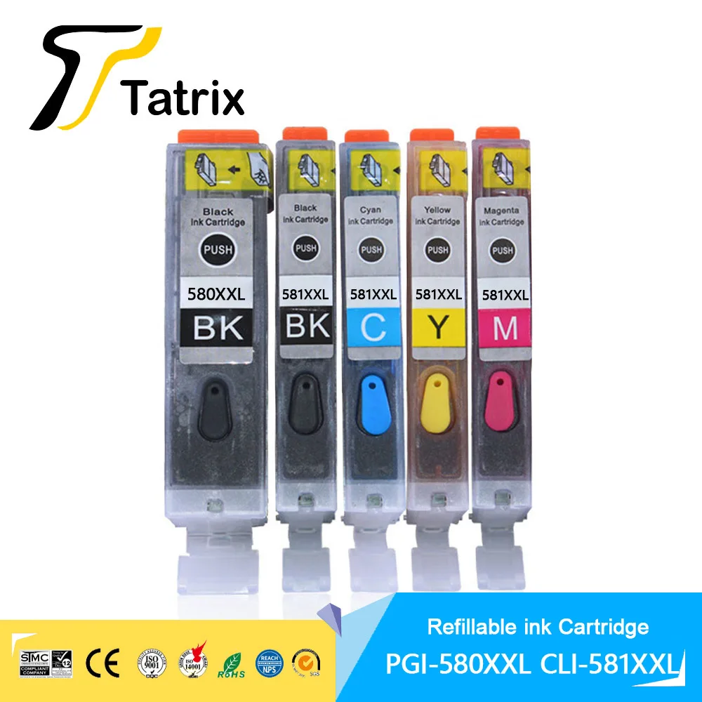 PGI 580XXL CLI 581XXL Refillable Ink Cartridge for Canon TS6150/TS6151/TS6250/TS6251/TS6350/TS6351/TS8150/TS8151 TS9150/TS9155