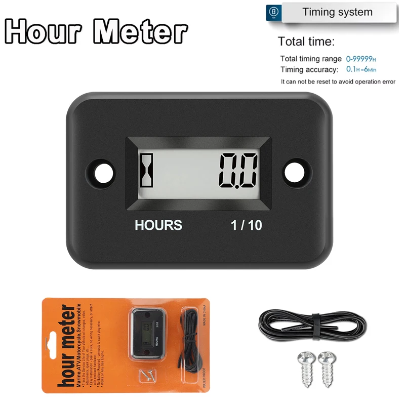 Portable Digital Inductive Tach Hour Meter Gauge for Car Boat ATV Motorcycle Instruments Snowmobile Gasoline Ski Dirt Gas Engine