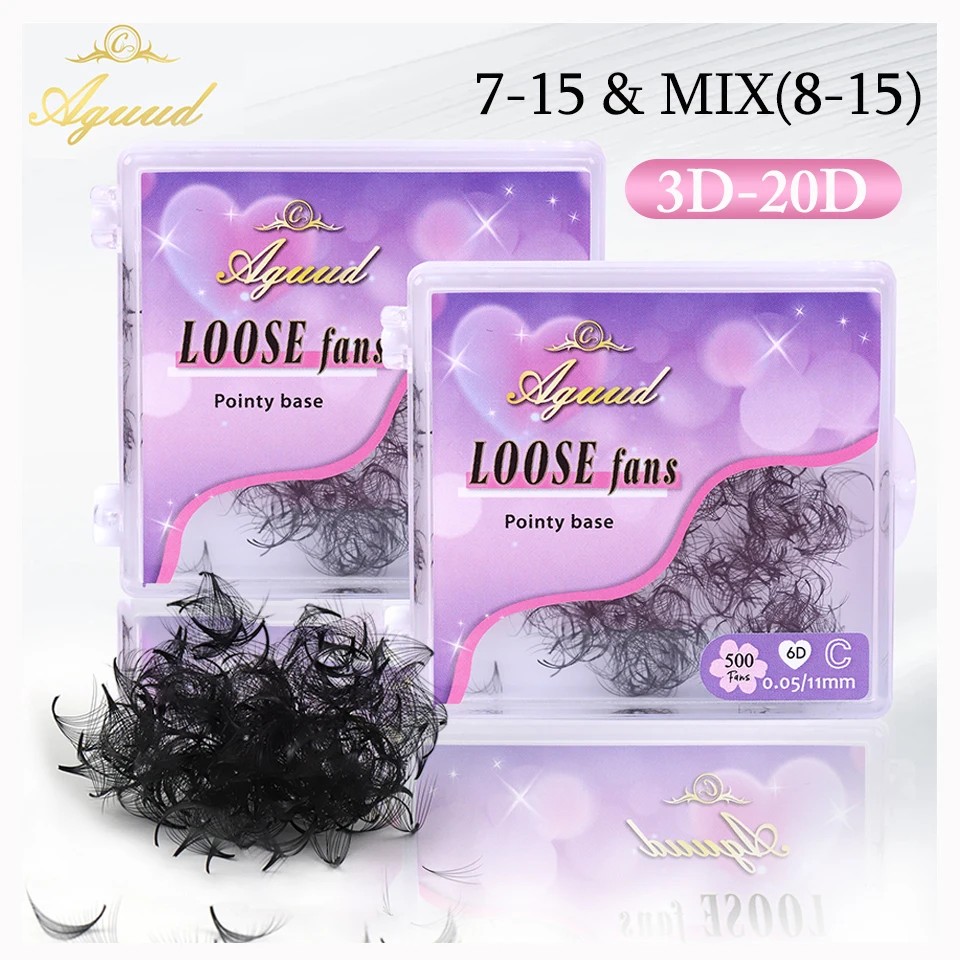 

AGUUD Loose Fans Lashes Premade 5D 6D 7D10D 12D Russian Volume Fans Eyelash Extensions Pointy Base Narrow Stem Loose Fans Cilios