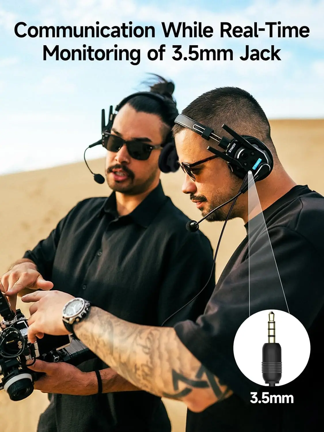 SYNCO Wireless Intercom Headset System XTALK XMAX5 Dual Ear Communication Headsets 500m 1640ft with Noise Reduction for 5 Person