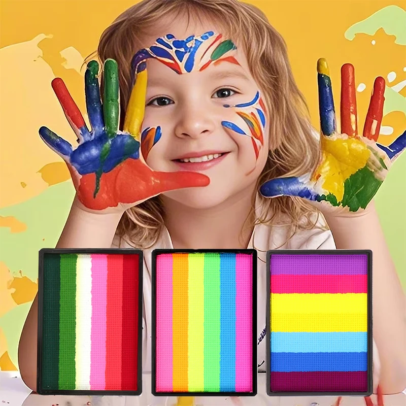 바디 페인트 크림, 50g, 6색 레인보우 스트라이프, 워셔블 페이스 페인트 팔레트, 생동감 넘치는 예술적 효과를 위한 혼합 컬러 시스템