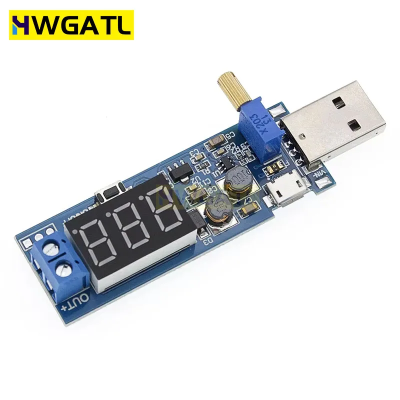 HWGATL Boost Buck Converter USB Step UP / Down Power Supply Module DC-DC 5V to 3.3V / 12V Adjustable Out DC 1.2V-24V