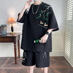 T-Shirts + shorts 2024 summer new style fashion Sportswear Men's Casual Sets Male Fashion T-shirts and shorts full size M-4XL