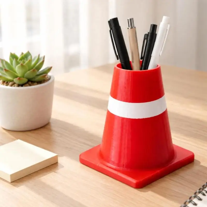 3D-Printed Marker Pencil Cup with Layered Texture for Pencils, Markers, Rulers, Small Scissors, and Desktop Tools