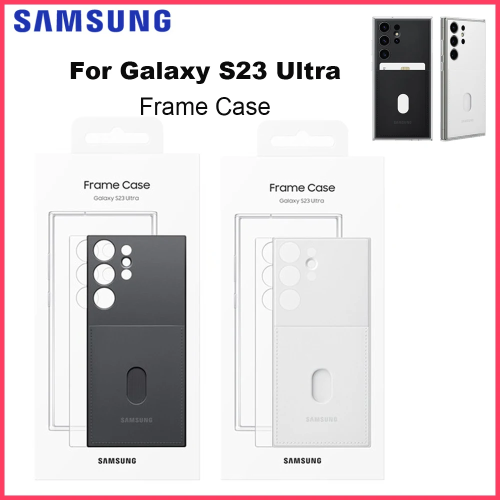 

Original For Samsung Frame Smartphone Case EF-MS918 for Galaxy S23 Ultra Clear Slim Dual Look Card Slot Protective Cover