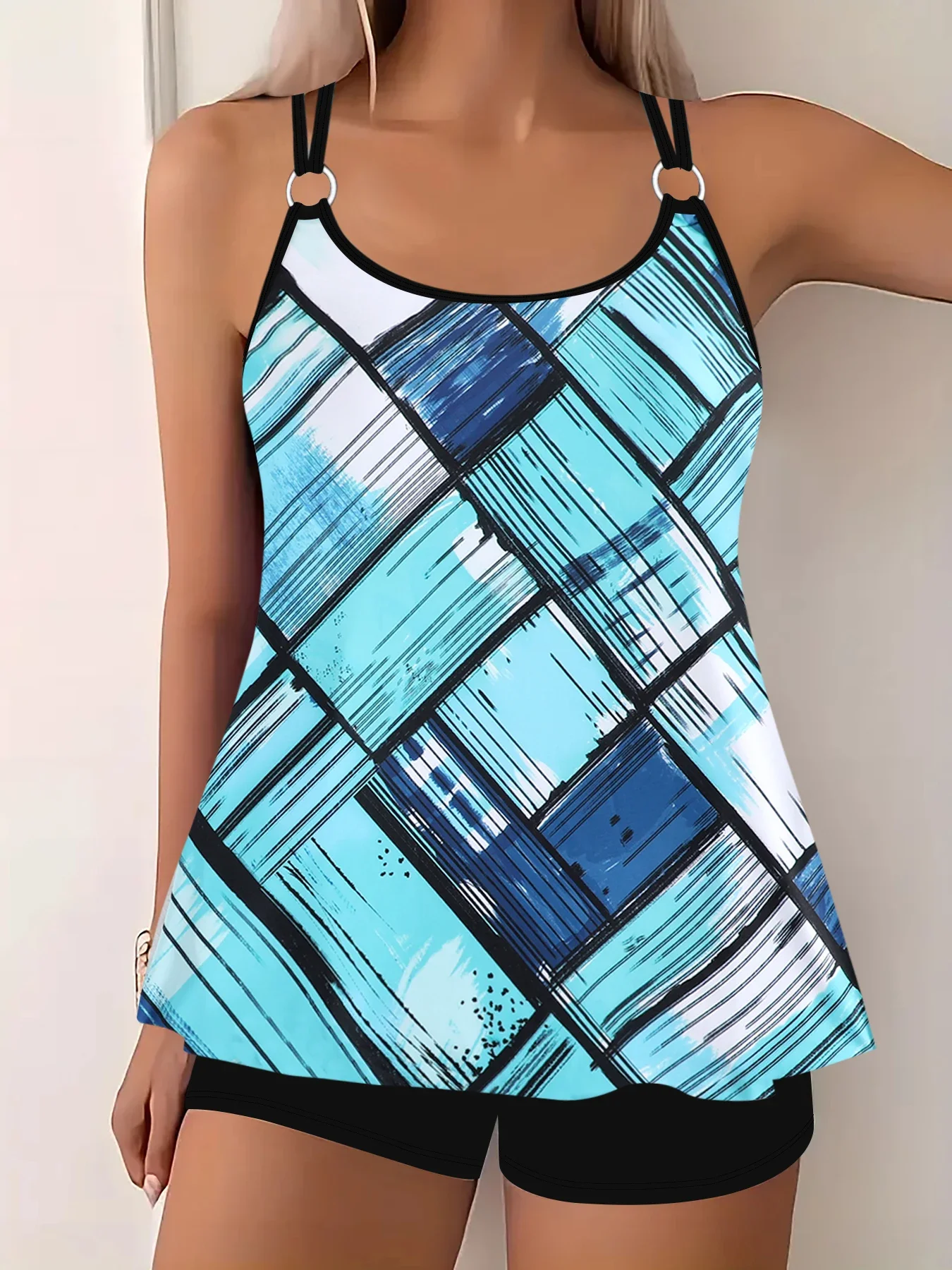 Floral Pattern 2 Piece Set Tankini, Skirted Style with Boyshorts Swimsuits, Women's Swimwear & Clothing Summer Sexy Bikini