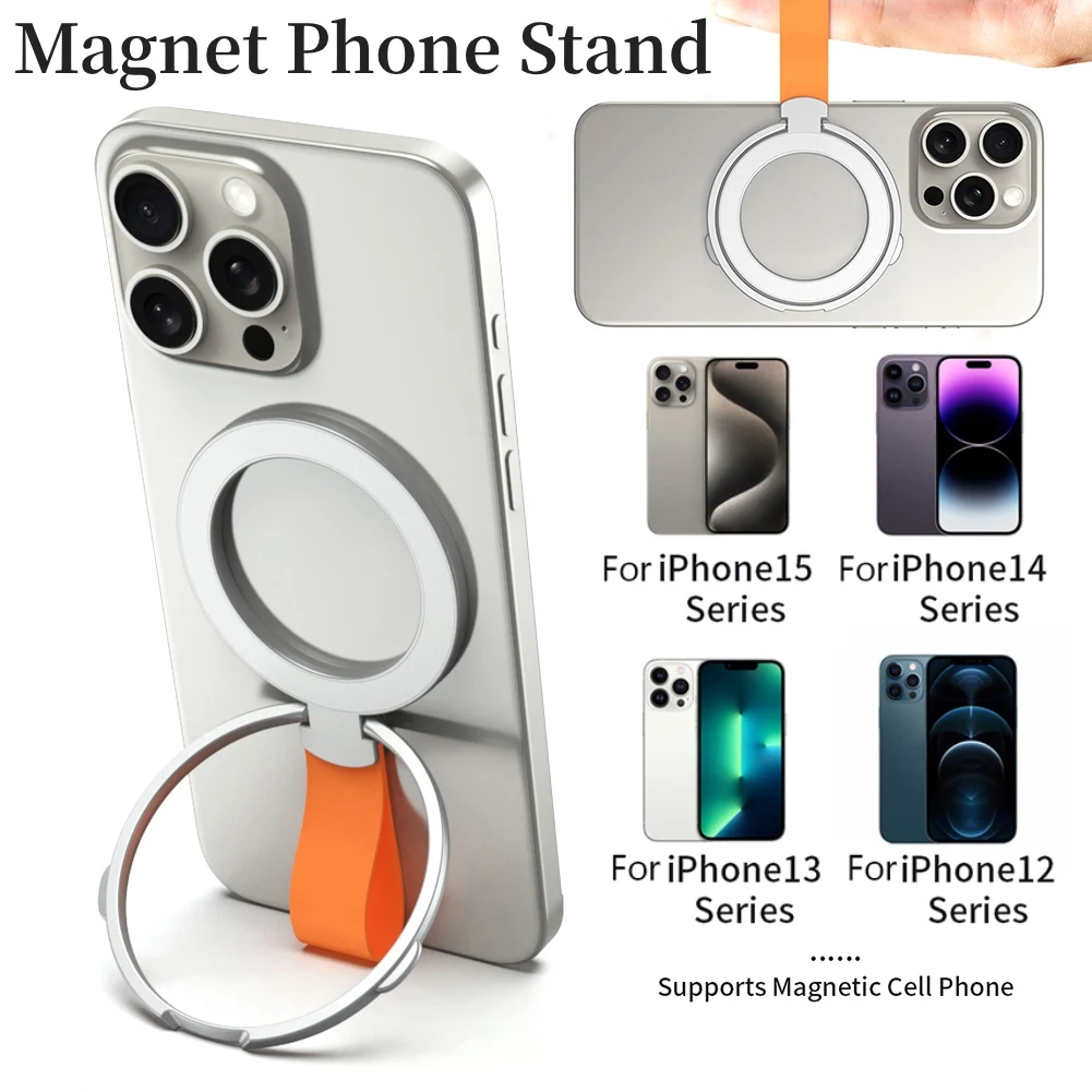 Magnetic Cell Phone Ring Holder For MagSafe Magnet Phone Stand Strap for iPhone 13 14 15 For Samsung Removable Cell Phone Grip