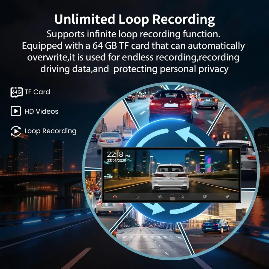 شاشة CarPlay اللاسلكية 11.5 بوصة للسيارة، شاشة Apple CarPlay amp Android Auto HD تعمل باللمس مع كاميرا احتياطية بدقة 4K Dash Cam 1080P Na #5