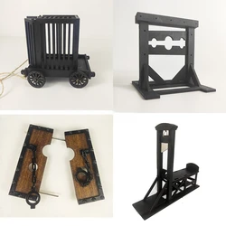 1/18 Multi Style Soldier Wooden Prison Cage Neck Hand Shackle French Guillotine Coffin Model Toys Scene Accessory DIY Cosplay