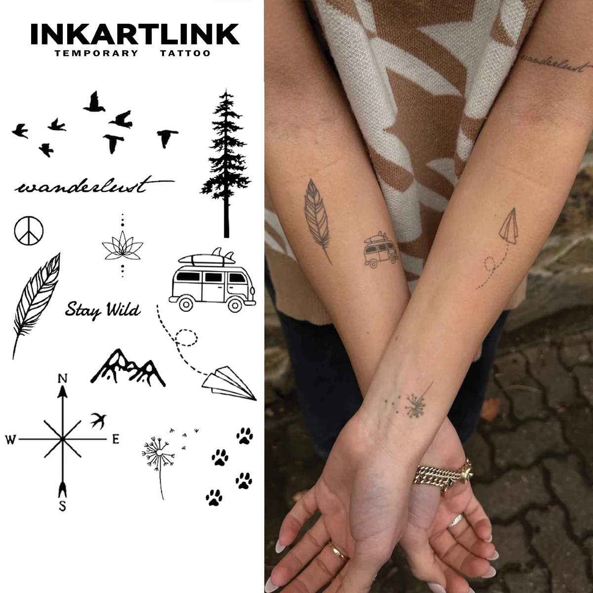 وشم مؤقت للأشجار والطائرات الورقية، آخر حتى 15 يومًا، ملصق سحري شبه دائم مقاوم للماء بتقنية جديدة.