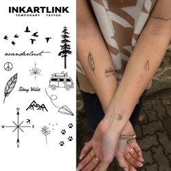 Trees and Paper Planes Temporary Tattoo,Lasts To 15 Days New Technology Magic Waterproof Semi Permanent Sticker.