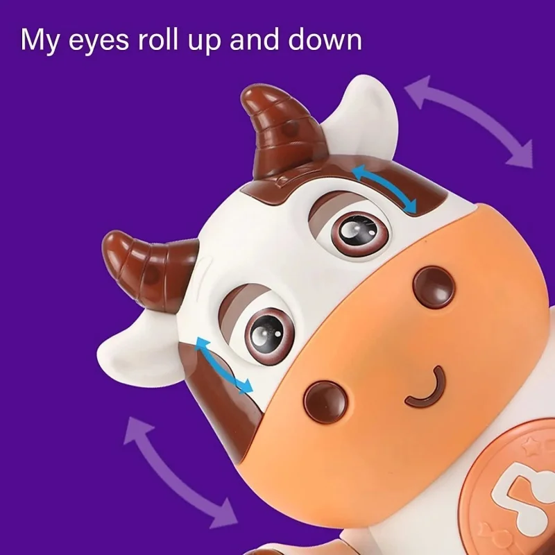 Brinquedos musicais de vaca para bebês, brinquedo educacional pré-escolar para bebês com luzes LED e música (bateria não incluída)