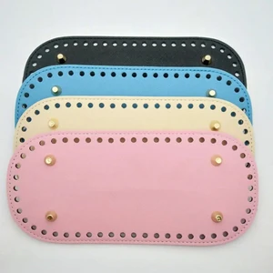 22x10cm Long Bottom for Knitted Bag PU Leather Bag Base Handmade Bottom with Holes Diy Crochet Bag Bottom Accessories