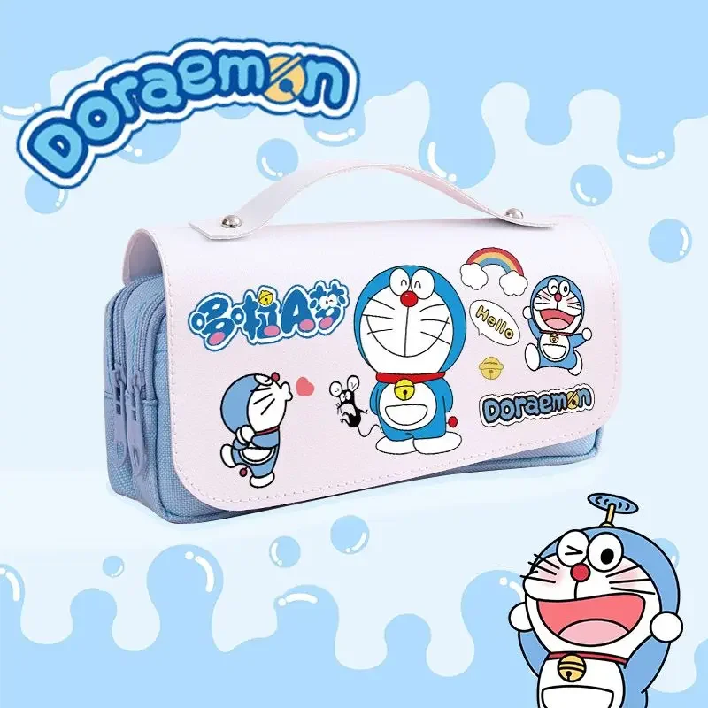 Tas pensil anak kartun Doraemon, tas penyimpanan gambar kartun, tas pensil multifungsi, tas alat tulis pelajar, hadiah liburan, animasi Doraemon lucu