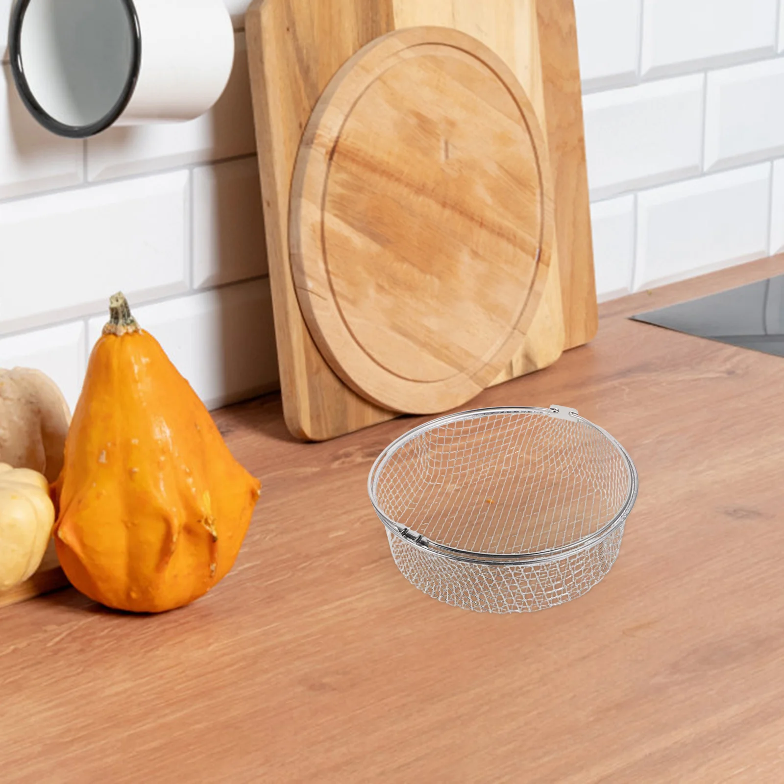 

Stainless Steel Folding Frying Net Basket Compact Space Saving Design for Deep Fry Baskets with Handle French Fries Chicken Legs