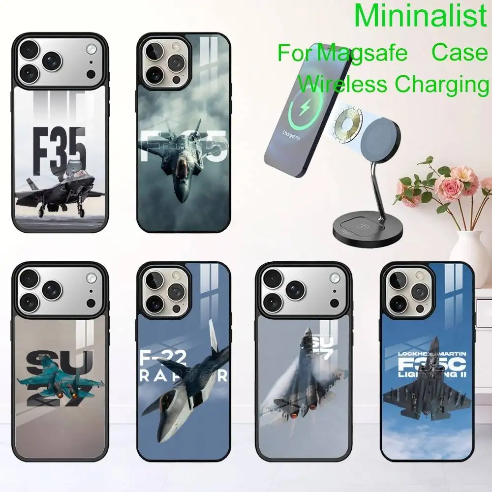 

Fighter F35 F22 SU57 Phone Case For iPhone17,16,15,14,13 Plus,Pro Max Magnetic For Magsafe Wireless Charging