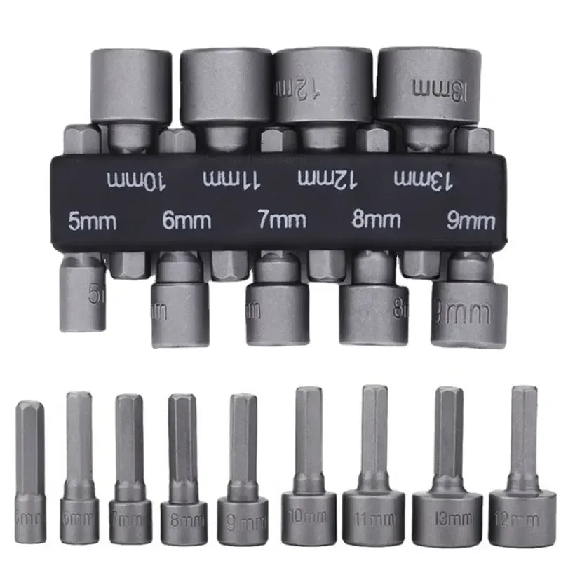 9pcs/set 5mm-13mm Hex Sockets Sleeve Nozzles Nut Driver Set Screwdriver Set Schroevendraaier Set Bits Sets Tools Socket Wrenches