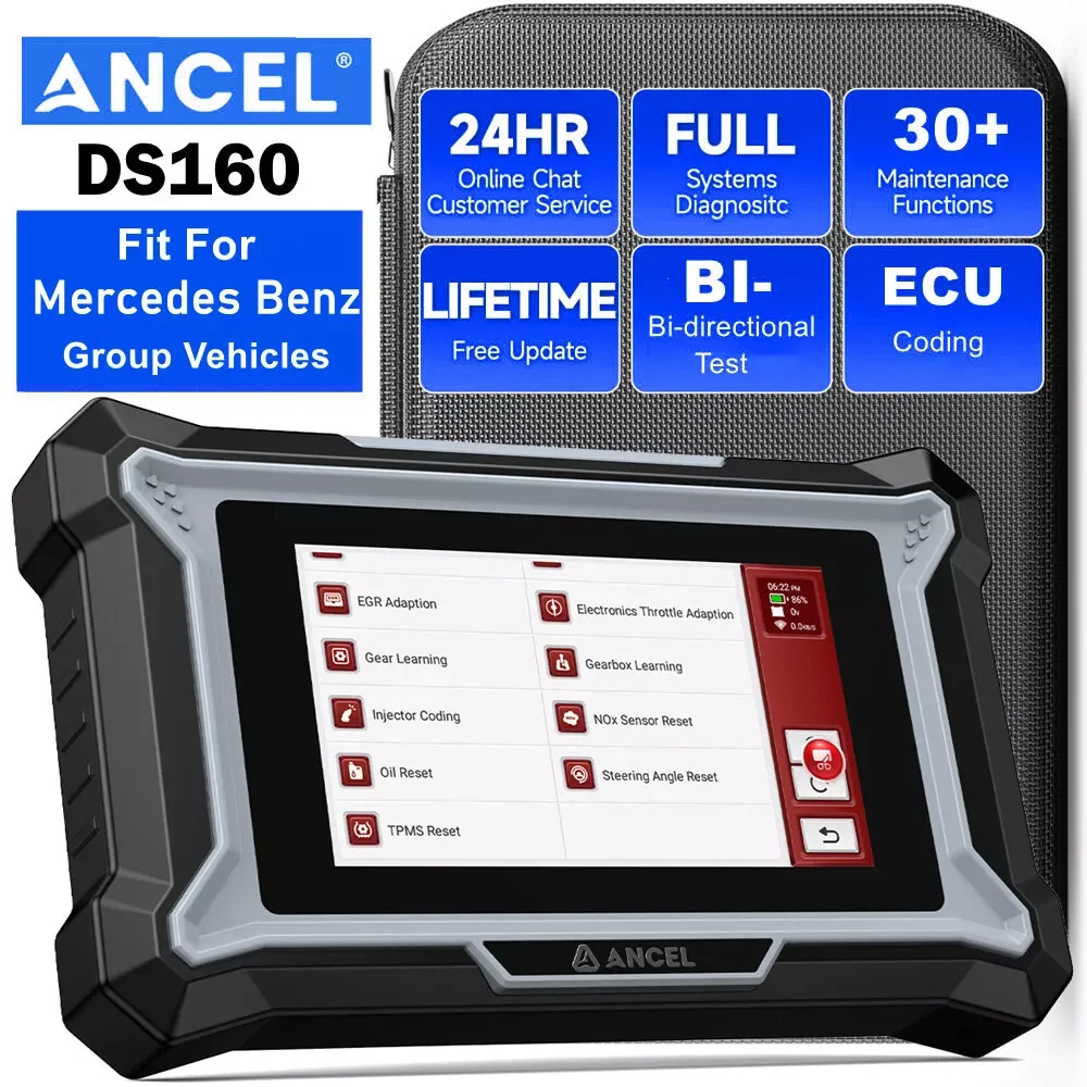 

ANCEL DS160 For Mercedes Benz OBD2 Scanner Auto Car Diagnostic Tool Active Test ECU Injector Coding DPF 30 Reset Full System