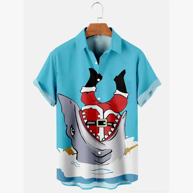 

Летние пляжные забавные уличные рубашки Санта-Клауса для мужчин, гавайская рубашка с короткими рукавами и Рождеством, модная рубашка с рисунком фламинго