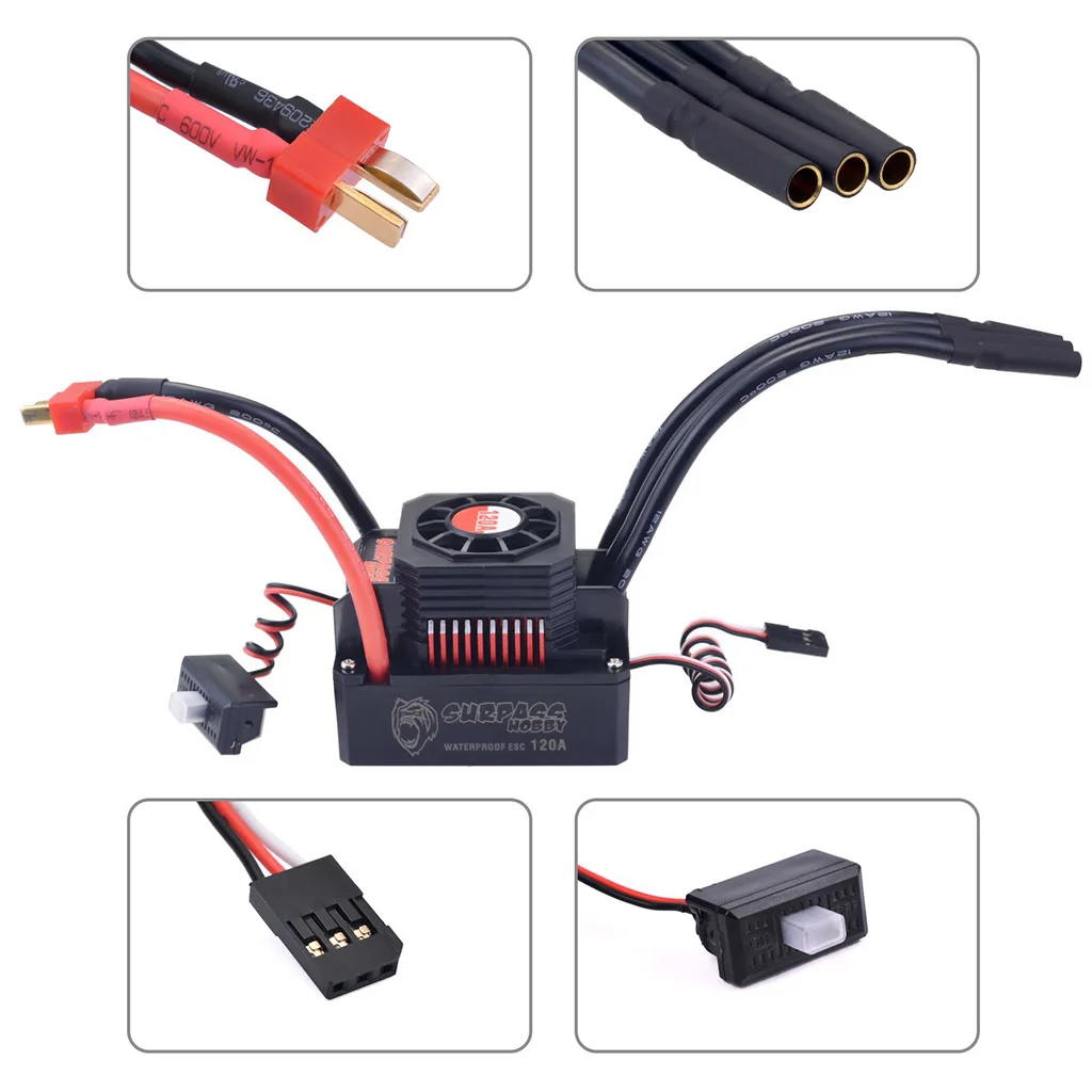 RC Car 1:8 Parts KK COMBO 4068 4076 1350KV 2000KV 2050KV 2250KV 2650KV Silnik bezszczotkowy 120A 150A ESC do 1/8 RC Car Boat Plane