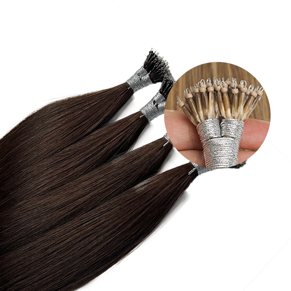 DIYOMO 1g/strand Nano Rings Micro Links Human Hair Extensions Micro Bead Pre Bonded 14-24inch 50g Straight Natural Blonde