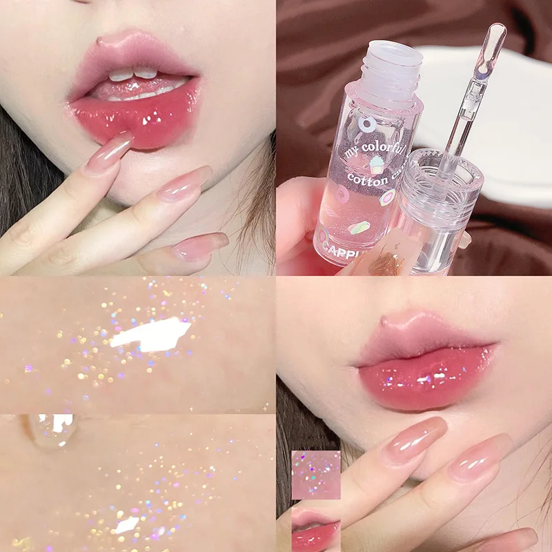 Marshmallow Lip Gloss Hydrating Mirror Finish Clear Glass Micro Shimmer High Shine Long Lasting for Daily Natural Look