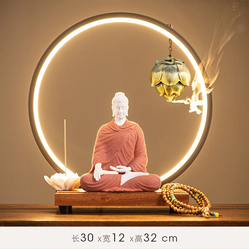 Buddha Statue Shakyamuni Buddha Figur Tathagata Buddha Statue Keramik Lampe Kreis Wohnzimmer Für Weihrauch Veranda Home Decor