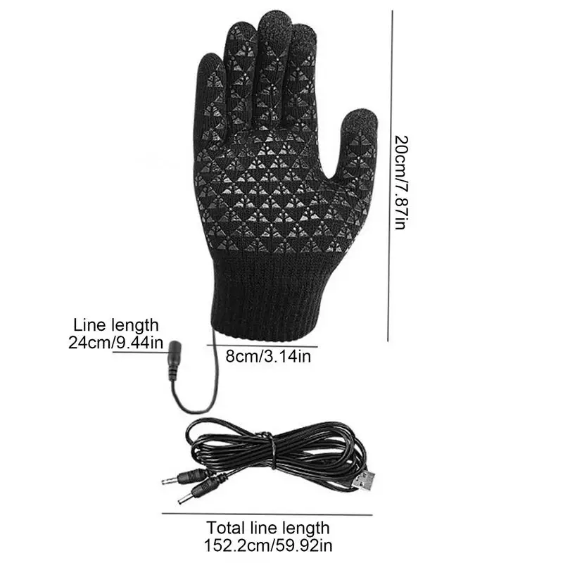 Gants thermiques électriques multifonctionnels pour hommes, gants de ski métropolitains, doigt complet, USB, 5V, 1 paire