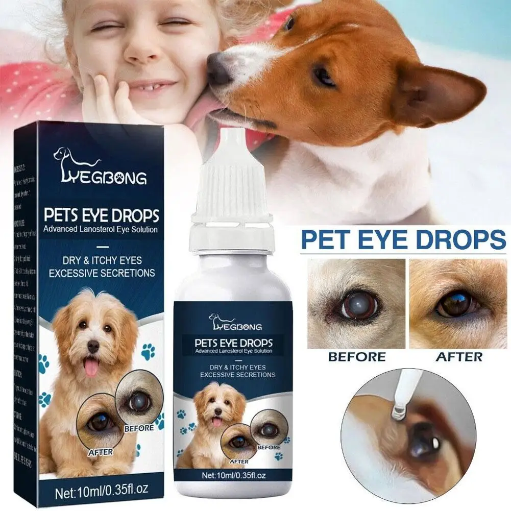 10ml Pet Eye Drops Tear Stains Remover Cataracts Eye Care Treating For Dry Eyes Pet Tear Stain Remover Eye Lubricating Eye Drop