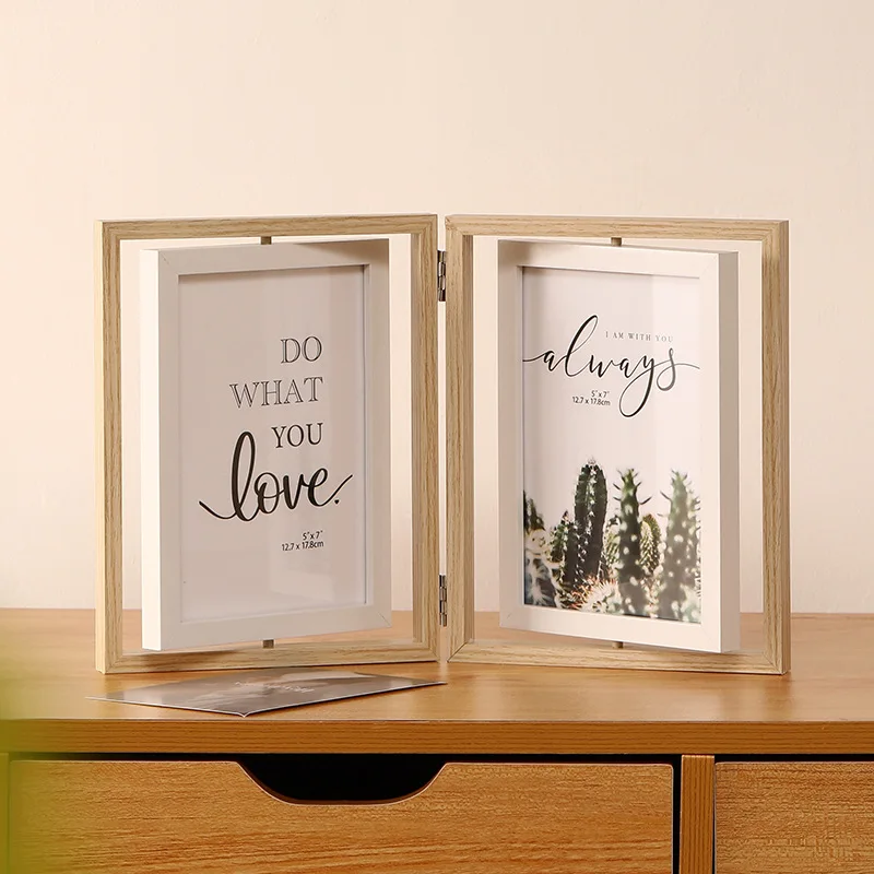 Double-folding Double-sided Rotating Photo Frame, 5-inch, 6-inch and 7-inch Couple Commemorative Gifts