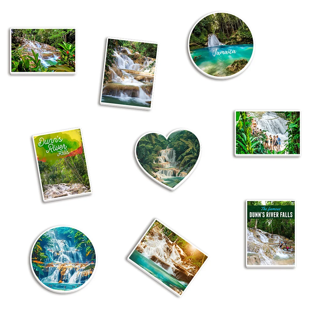 10 piezas/lote Dunn's River Falls Jamaica Resina Acrílica Transparente con Purpurina Plana para Insignias, Lazos para el Cabello y Recuerdos de Viaje