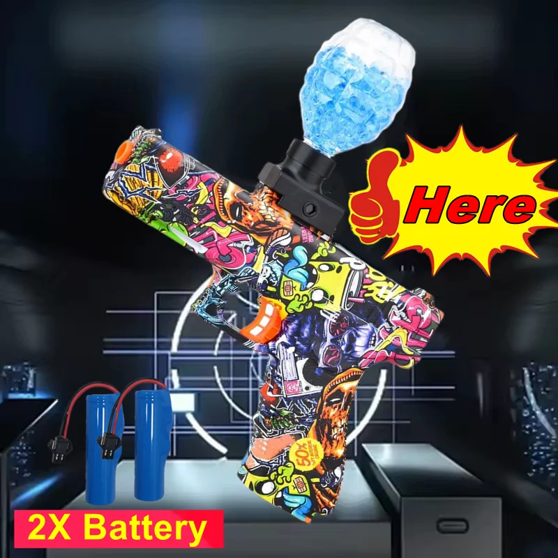 ปืนเจลไฟฟ้า 3.7V แบบอัตโนมัติเต็มรูปแบบ ปืนเจลสำหรับเล่นเกมยิงปืนกลางแจ้งสำหรับเด็กและผู้ปกครอง (ไม่รวมกระสุน)