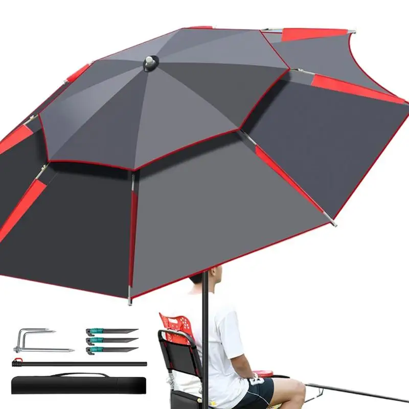 1.8m Fishing Sun Umbrella with 360-Degree Rotation Thickened Folding sun and snow protection Fishing Umbrella for Beach camping