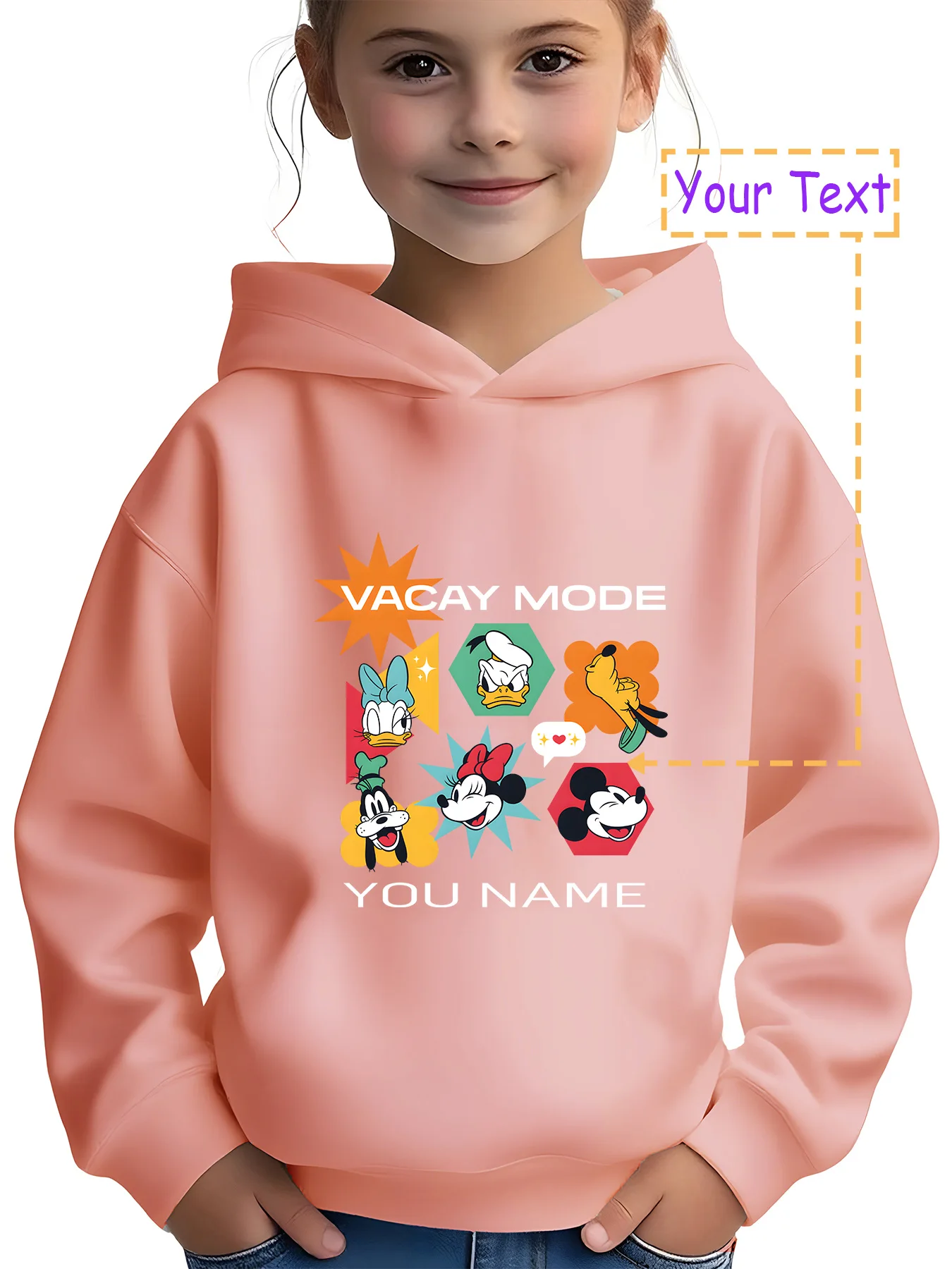 سترة MINISO Disney Vacation Mode - موضوع "VACAY MODE"، عناصر شخصية ملونة، يجب اقتناؤها للسفر العائلي وغير الرسمي