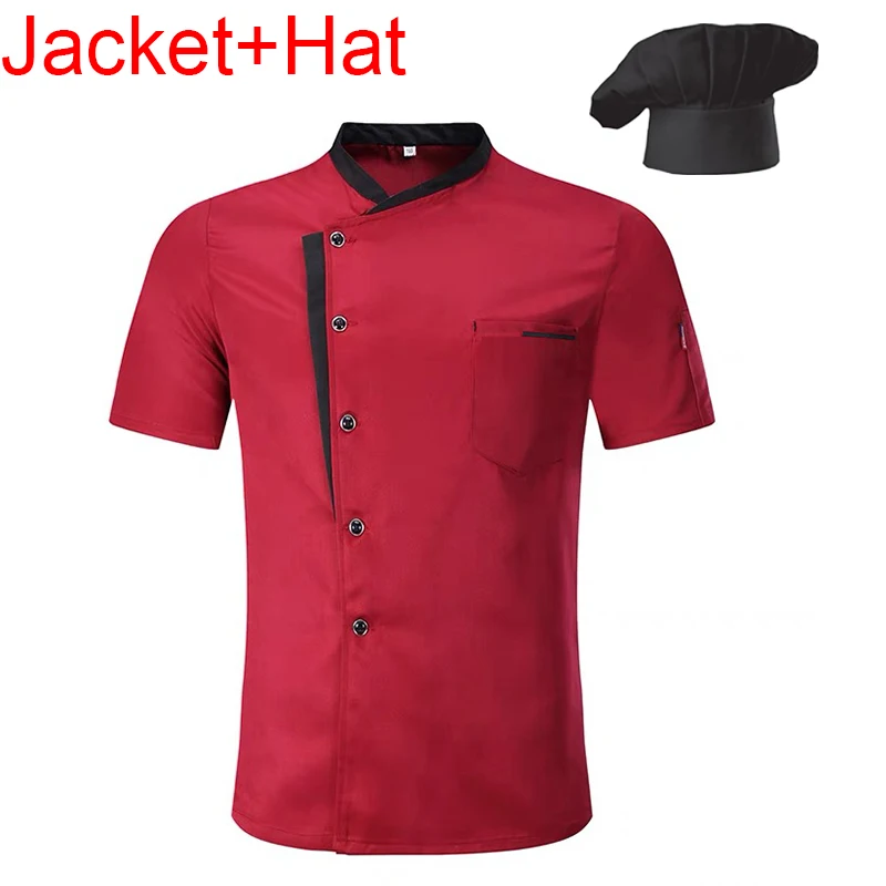 Catering Uniform Set Restaurant Outfit Kitchen Work Shirt andCap for Food Service Bakery Café Waiter Workwear Cooking Chef Jacke