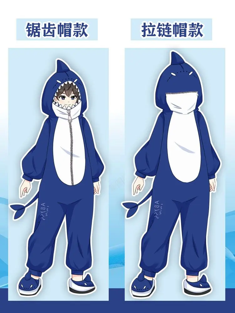 Anime Shark Panda Lovely Pajamas Cosplay Costume Adult Jumpsuits Animal Kawai Flannel Home Sleepwear Unisex Sleepwear Onesie