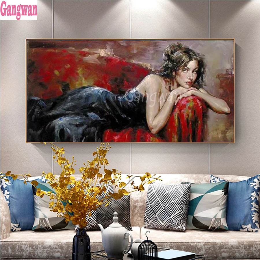 

large size Emeroidery diamond rhinestone painting cross stitch diamond mosaic sale new arrival full display European women image