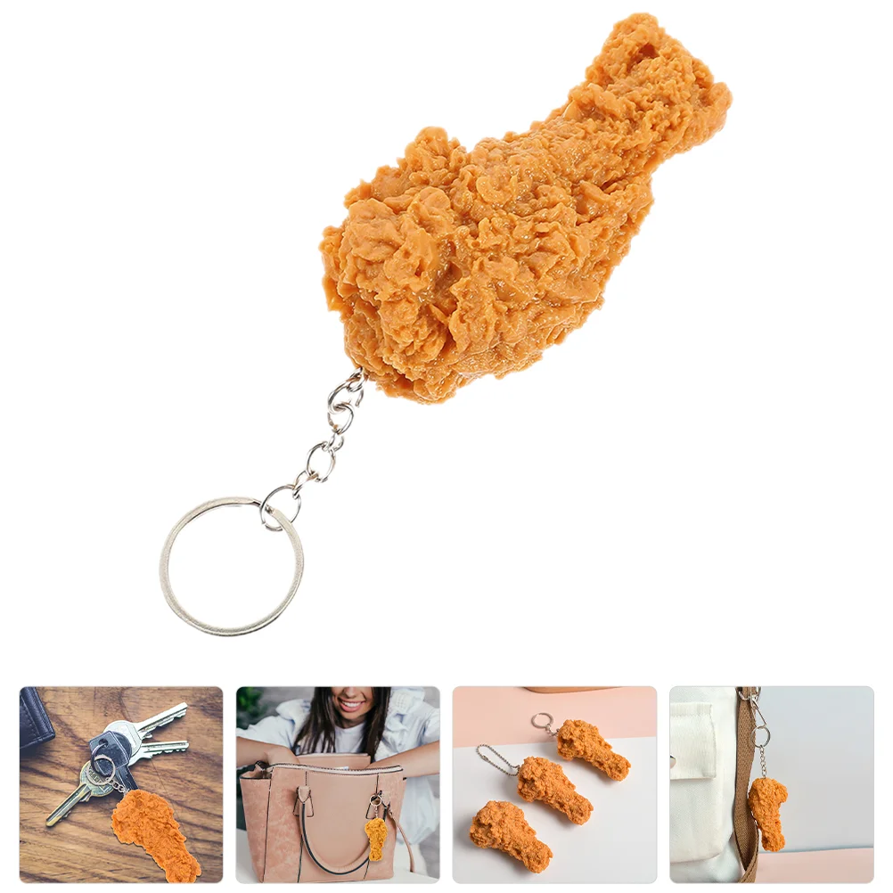 Keychains Chicken Leg Pendant Simulation Food Model Pendants Bag Hanging Car Decorate Fashion Holder Imitation Child